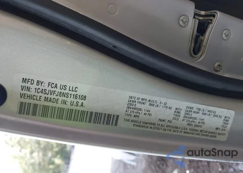 2022 Jeep Grand Wagoneer Series Ii z USA, uszkodzony, nr VIN 1C4SJVFJ8NS116108